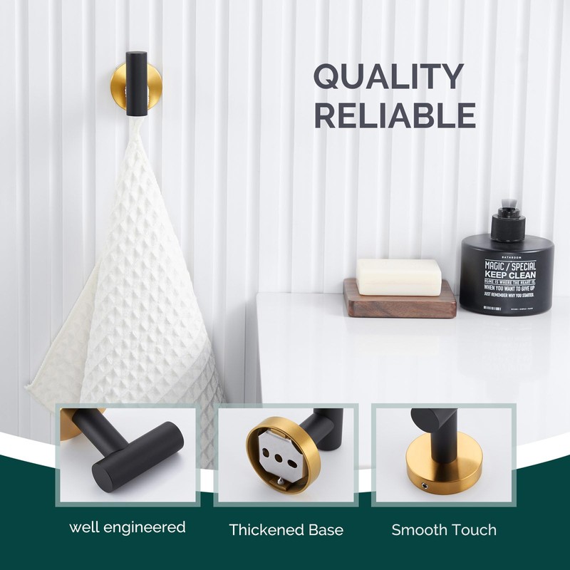 Angle Simple Towel Hook Black & Gold, Stainless Steel Bathroom