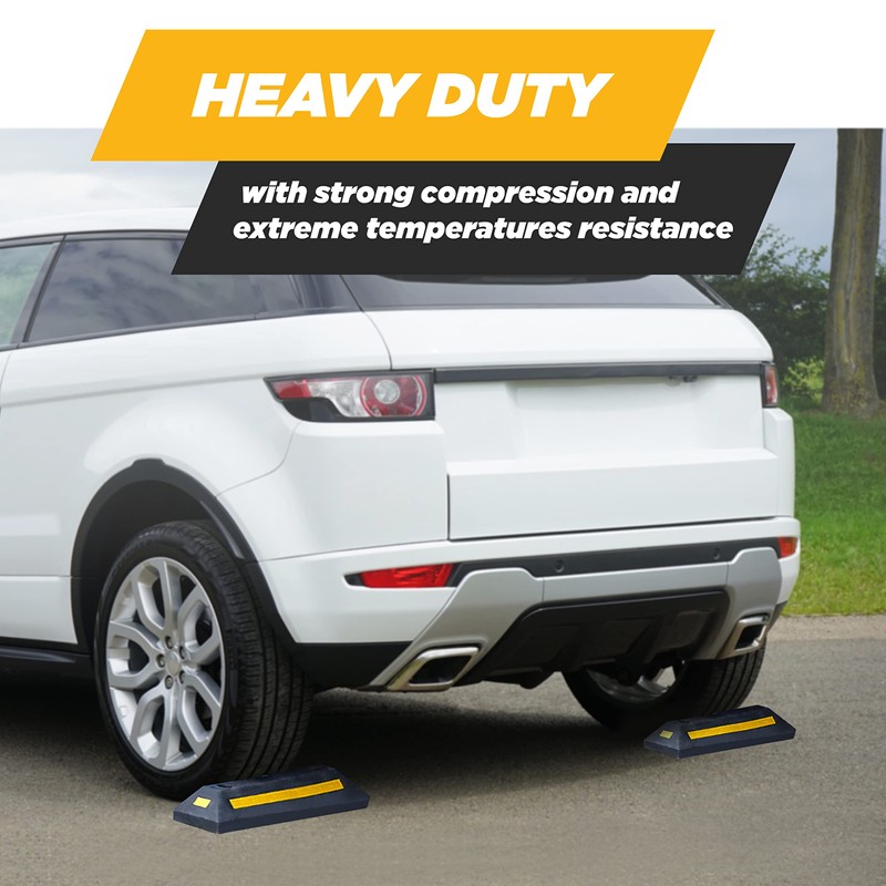 VaygWay Heavy Duty Rubber Parking Curb Guide –Car Block -