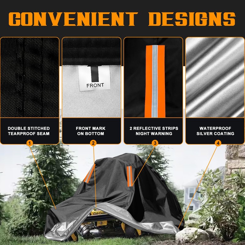 Zero-Turn Mower Cover Waterproof Outdoors,Anti-UV 210D Polyester ,Universal Fit Lawn