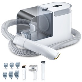 LABIGO Vacuum, Low Noise Cleaner with Clipper, 3 Suction Levels, 1.8L Pet Hair Vacuum with 4 Grooming Tools