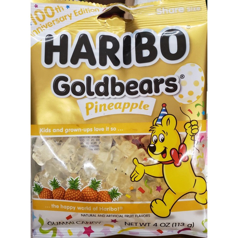 Haribo ALL Pineapple Goldbears 100th Anniversary Edition Net Wt 4oz
