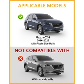 Tuyoung 220lbs Lockable Roof Rack Cross Bars Compatible with Mazda CX9 CX-9 2016 2017 2018 2019 2020 2021 2022 2023, Heavy Duty Anti-Theft Aluminum Roof Rails Crossbars Cargo Carrier Bag Black Bike