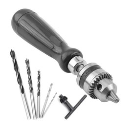 YAGSUW Hand Drill Bits Set 7 in 1 Manual Tool Pin Vises with Chuck Key & 5pcs Twist Drill Bits for Wood, Jewelry, Delicate Manual Work, Electronic Assembling and Model Making, DIY Drilling