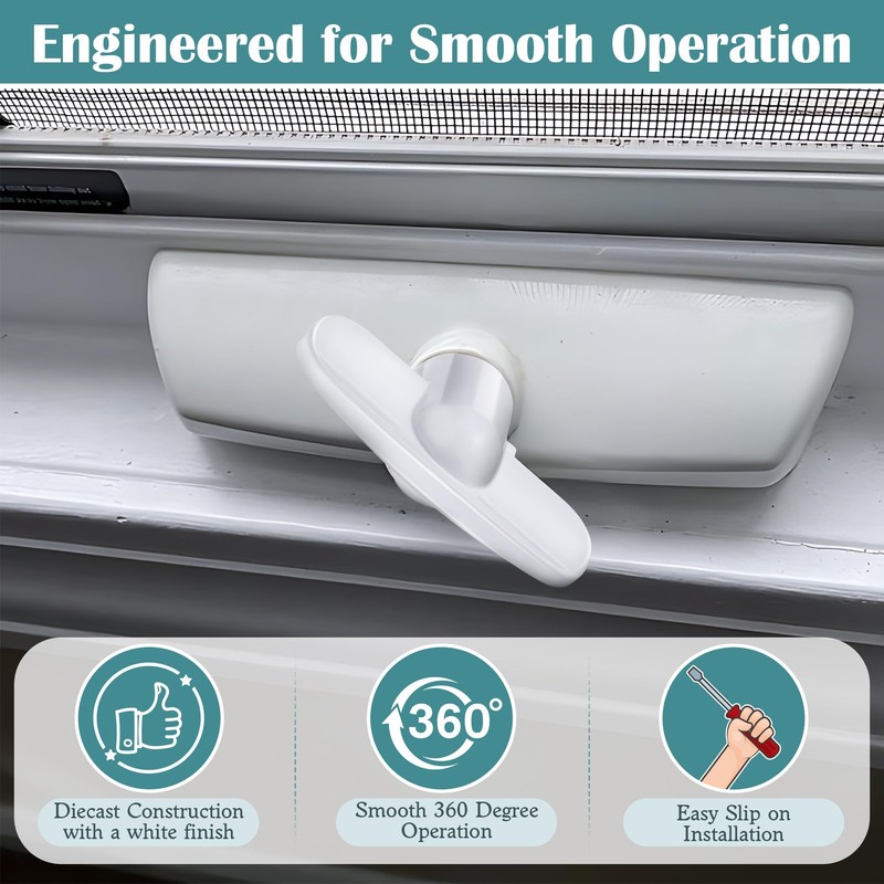Avenuebool 4 Pack Universal Tee Crank Casement Window Handles, Low