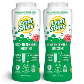 Lemi Shine Natural Dish Detergent Booster - Hard Water Stain Remover - Multi-Use Citric Acid Cleaner - 24 oz (2 Pack)