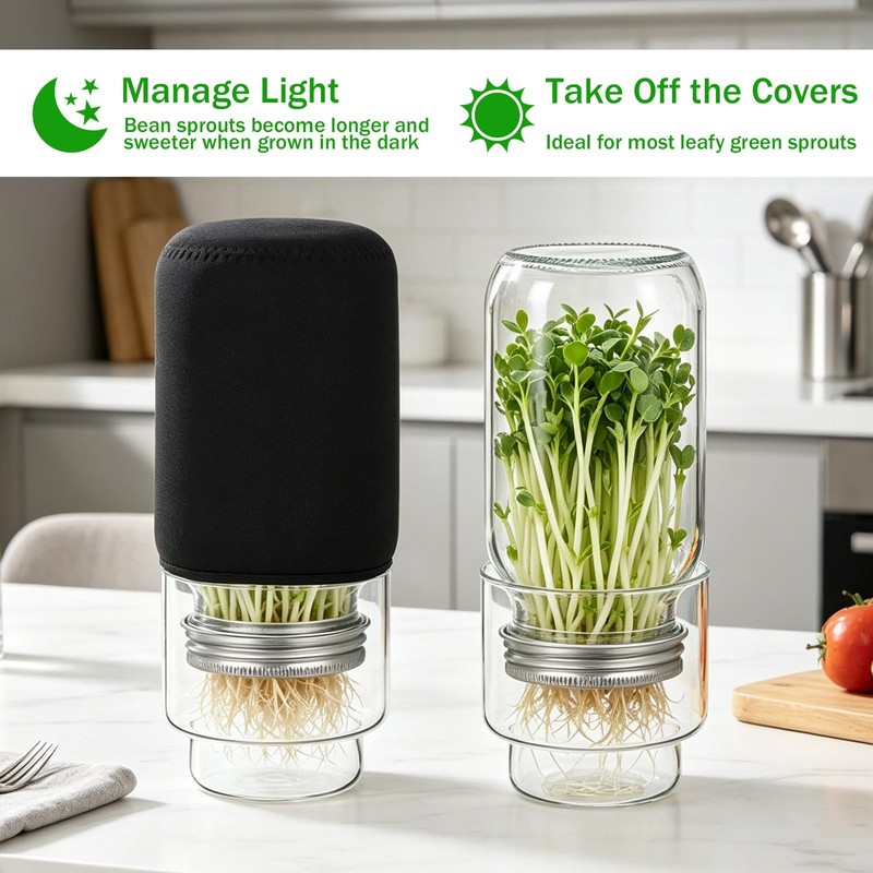 Updated Sprouting Kit, Seed Sprouting Jars with Sleeves and Lids,