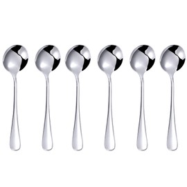Ice Cream Spoon, 6 Pcs 7.5 Inch Stainless Steel Round Coffee Spoon Dessert Tea Spoons with Long Handle (round)