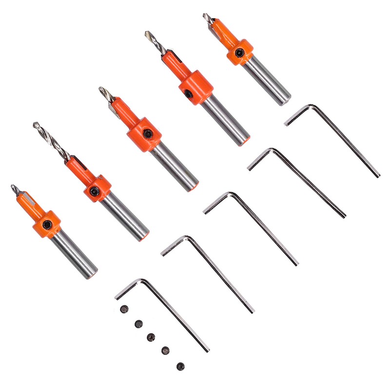5Pcs Countersink Drill Bit Set High Hardness Strong Cutting Force