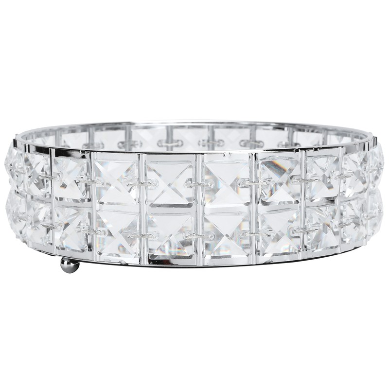 Crystal Tray Round Shape Storage Plate Mirror Base Jewelry Makeup