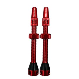 Set of 2 Velotool Bicycle Tubeless Tyre Valves with valve Core Removal Caps quality aluminium annodized available in Standard Black, Cobalt Blue and Vibrant red in 2 sizes 44mm & 60mm (Red, 60mm)