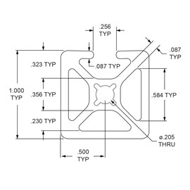 8020, 1001, 10 Series Aluminum 1.0 Inch x 1.0 Inch Single Channel Aluminum Extrusion T Slotted Rail 80/20 Profile (12" Long, Smooth, Clear Anodize)