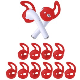 OneCut 5 Pairs Silicone Ear Tips Compatible for AirPods 1&2,Silicone Soft Anti-Slip Sport Earbud Tips, Anti-Drop Ear Hook Gel Headphones Earphones Protective Accessories Tips (Red)