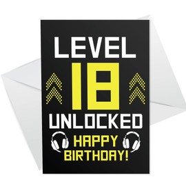 Funny 18th Birthday Card For Son Brother LEVEL 18 Humour Gaming Card For Men