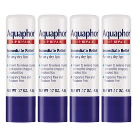 Aquaphor Lip Repair Stick Multipack- Soothes Dry Chapped Lips (4)- .17oz. sticks, 0.68 Ounces