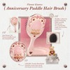 9th Anniversary Paddle Brush, Pink Sweetie Bear-Themed Hair Brush with