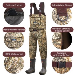 Trudave Fishing Waders for Men,Hunting and Waterproof Neoprene Wader for Men with 600G Insulation and Includes Boots