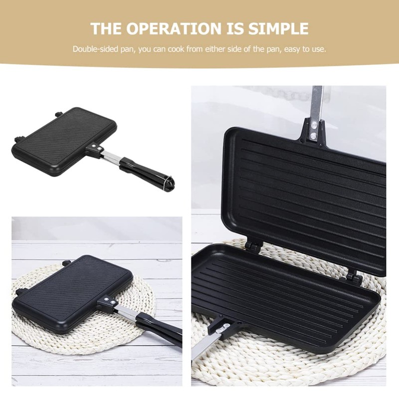 Hemoton Sandwich Baking Pan Aluminum Non Stick Omelette Pan Double