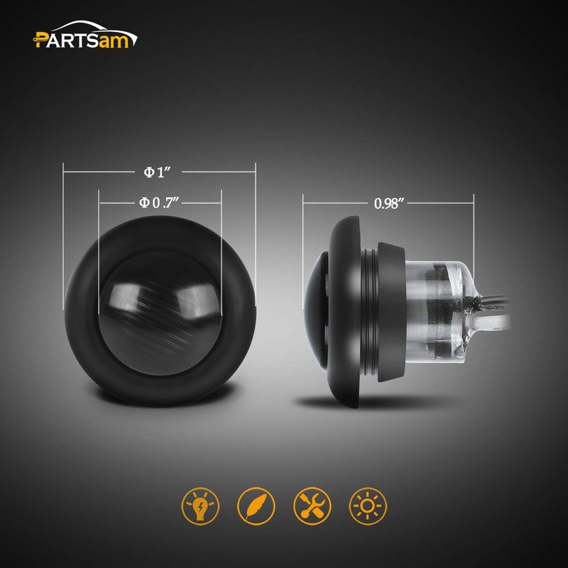 Partsam 2pcs 3/4" Smoked Amber LED Clearance Light Side Marker
