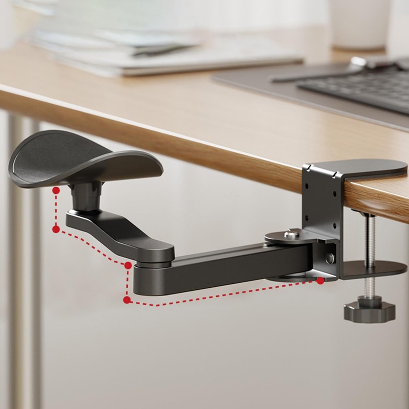 Desk Arm Support Extension - Elbow Rest Holder - Clamp-On