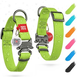 WAUDOG Waterproof Dog Collar - Adjustable Dog Collar for Large Dogs, Small and Medium Dogs - Heavy Duty Dog Collars with Durable Metal Clasp and QR Dog Tag - Boy & Girl Dog Collars