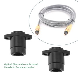 VGOL Pack of 4 Fibre Optic Audio Cable Panel Female to Female Extender Compatible with TOSlink Diameter 14 mm Hole Spacing 19 mm Suitable for Wall and Front Panel, Black