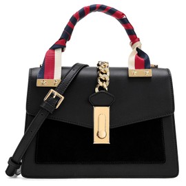 LA FESTIN Leather Crossbody Handbags for Women: Black Small Designer Shoulder Bag Satchel Purses with Detachable Strap - Suitable for Travel Daily Occasions