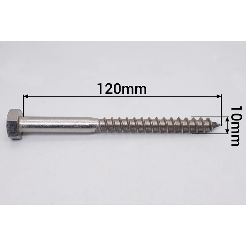 SKIR'CO (4 pcs) A2 Stainless Steel Hexagonal Head Wood Screws