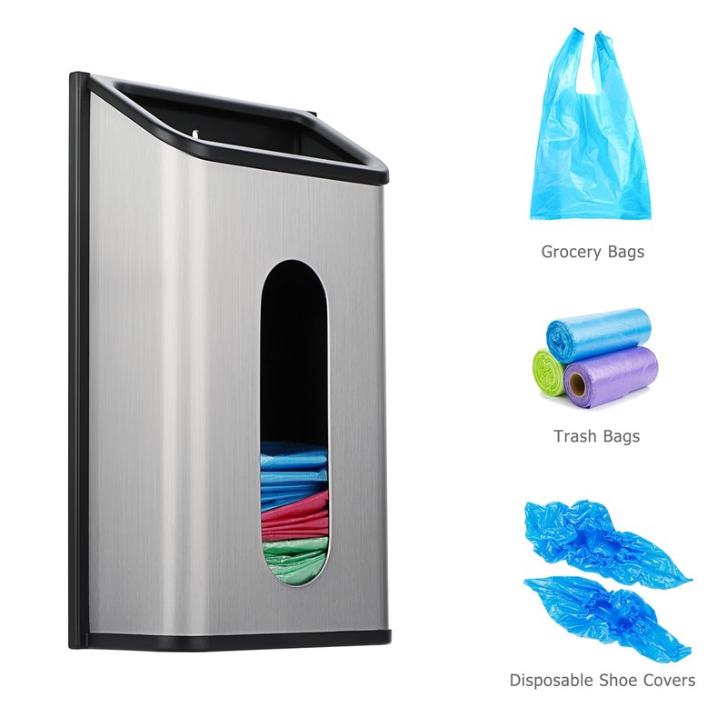 TOLIDA Stainless Steel Bag Saver Grocery Bag Dispenser - Wall