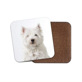 1 x White Westie Dog Coaster - West Highland Terrier Puppy Cute Mum Fun #15236