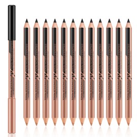 GEUUFEA 12 Pcs Dual Color Eyeliner Pencil Set, Highlighting and Concealing Pen for Dark Circles, Matte Waterproof Brow Pencil, Long Lasting Eye Liner Makeup Kit for Women's Makeup