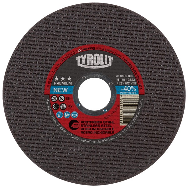 TYROLIT PREMIUM Super-Thin Metal Cutting Discs for Stainless Steel, Angle