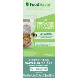 FoodSaver FSFRBZ0316-000 1-Gallon Vacuum Zipper Bags, 12 Count, Multi 2-Pack