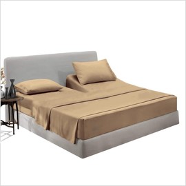 RIANBHI Top Split Head Flex Queen Sheet Set for Sleep Number Beds 4 Piece Taupe - Egyptian Cotton 1000 TC Split Sheets - Deep Pocket 15'' - Split Down 39 Inches from Top