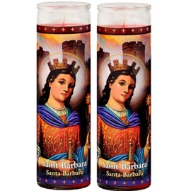 Liphontcta Set of 2 St Barbara Prayer Candles 2 Veladoras De Santa Barbara Garden Sculpture Outdoor Decoration