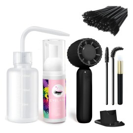 Kit Shampoo Espuma Para Pestañas Y Brocha Para Extensiones
