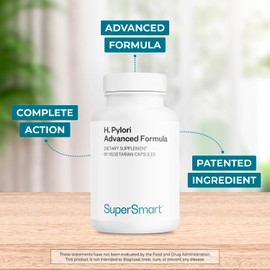 Supersmart H. Pylori Advanced Formula (Mastic Gum, Probiotics & Prebiotic) - Complete Action | Made in USA | Non-GMO & Gluten Free - 60 Vegetarian Capsules