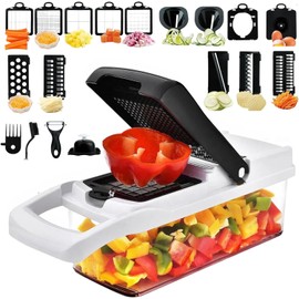 26-1 Ultimate Kitchen Food Chopper Combo - Mandoline Slicer for Kitchen, Vegetable Chopper, Salad Maker, Potato & Onion Slicer, Picador de Verduras y Vegetales, Tomato and Cucumber Cutter.