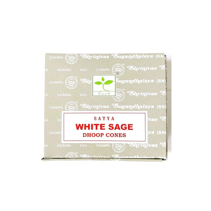Satya Nag Champa Incense Cones, White Sage Scent, One Pack