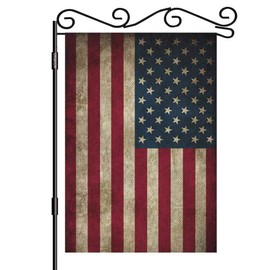 AOYEGO Rustic Usa Flag Garden Yard Flag 12.5"x 18" Double Sided Polyester Vintage American Patriotic Us Flgas House Flag Banners for Patio Lawn Outdoor Home Decor