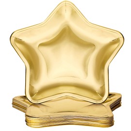 30 Pieces Thick Star Shaped Paper Plates Disposable Party Plate Pentagram Dinnerware Decorations for Graduation Independence Day Wedding Birthday Baby Shower, 9.45 Inch(Gold,30 Pieces) | Patelai
