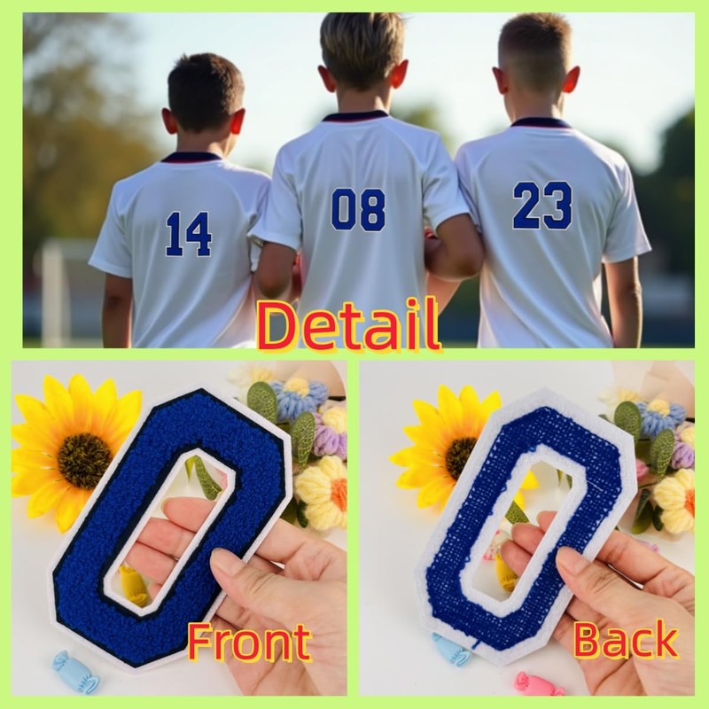 2 Pcs 5.0" Royal Blue Chenille Number Patches with White