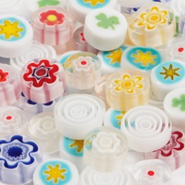 Coloured Glass Millefiori Pebbles Mosaics for Arts and Crafts 50 Grams (White)