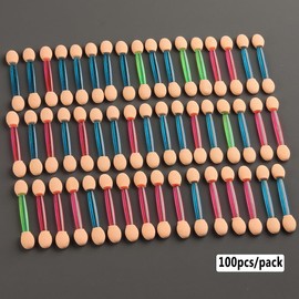 Fcozpjk Chrome Nail Powder Applicator Brushes, 100PCS Colorful Disposable Eyeshadow Applicators, Dual Side Eye Shadow Sponge Sticks, Nail Glitter Powder Pigment Pen Brush, Nail Art Applicator Tools