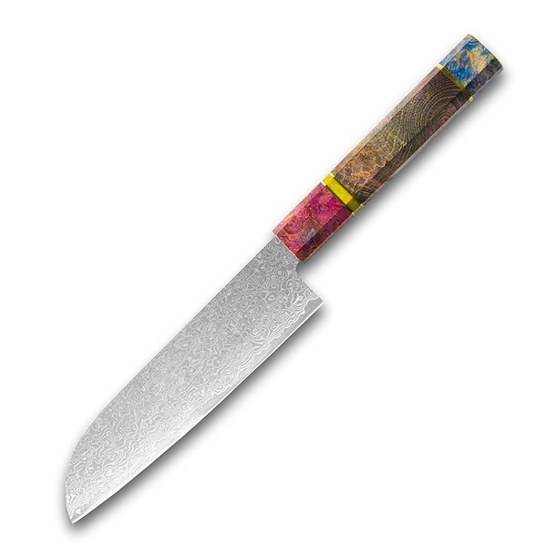 Damascus Chef Knife Stablized Wood Unique Handle Professional 8 Inch