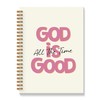 BAYOGITA Trendy Pink Christian Spiral Notebooks, God is Good Bible