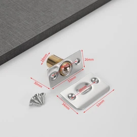 Magnetic Ball Door Catch, Grey, Concealed Hardware Lock for French Doors, Double Cabinet Doors, Quiet Closet ﻿