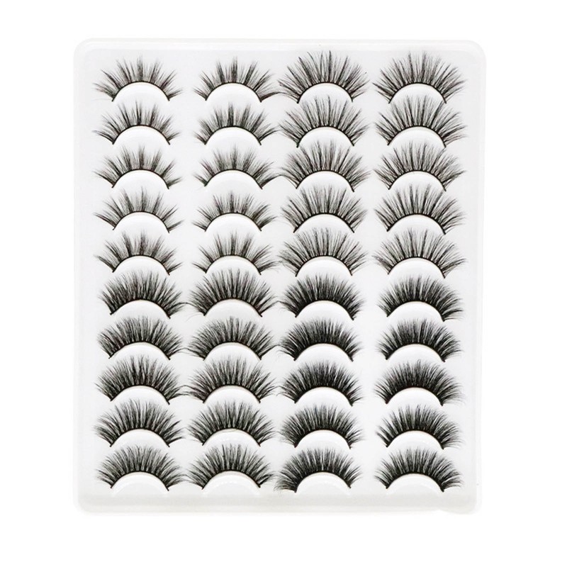 20 Pair Natural Eyelashes Fluffy Cross Fibre 3D False Eyelashes