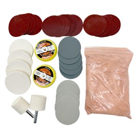 Jeukwud 34Pcs/Set Glass Polishing Kit, Deep Scratch Remover, Multifunctional Cerium Oxide Polishing Powder, Glass Repair Kit for Windscreen, Windows, Tables, and Aquariums