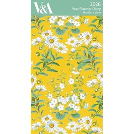 Museums & Galleries 2026 Slimline Year Planner 2026 Month To View Diary - V&A Museum - Yellow Daisies Design