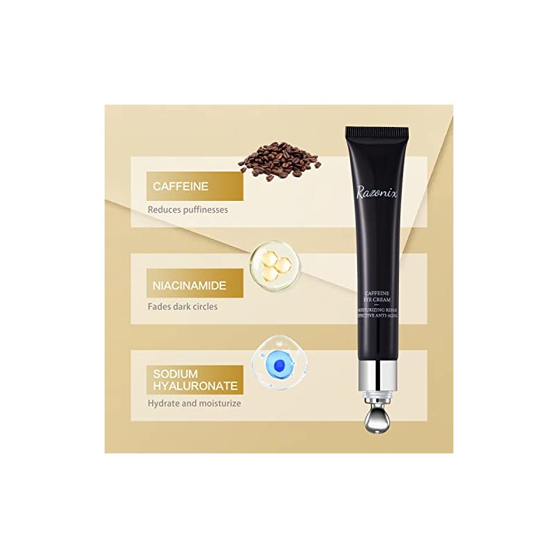 RAZONIX Caffeine Under Eye Cream Anti Aging for Lines and